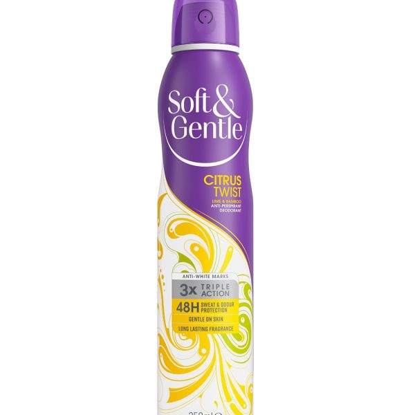 اسپری ضدتعریق ۴۸ ساعته و خوشبوکننده سافت اند جنتل مدل Citrus Twist – حجم ۲۵۰ میلیلیتر