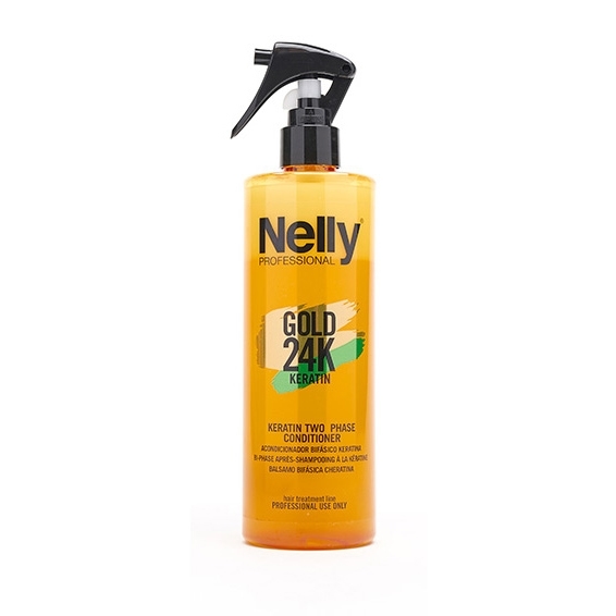 Nelly Gold 24K Keratin Two-Phase Conditioner؛ اسپری دوفاز کراتین و آبرسان مو ۴۰۰ میل