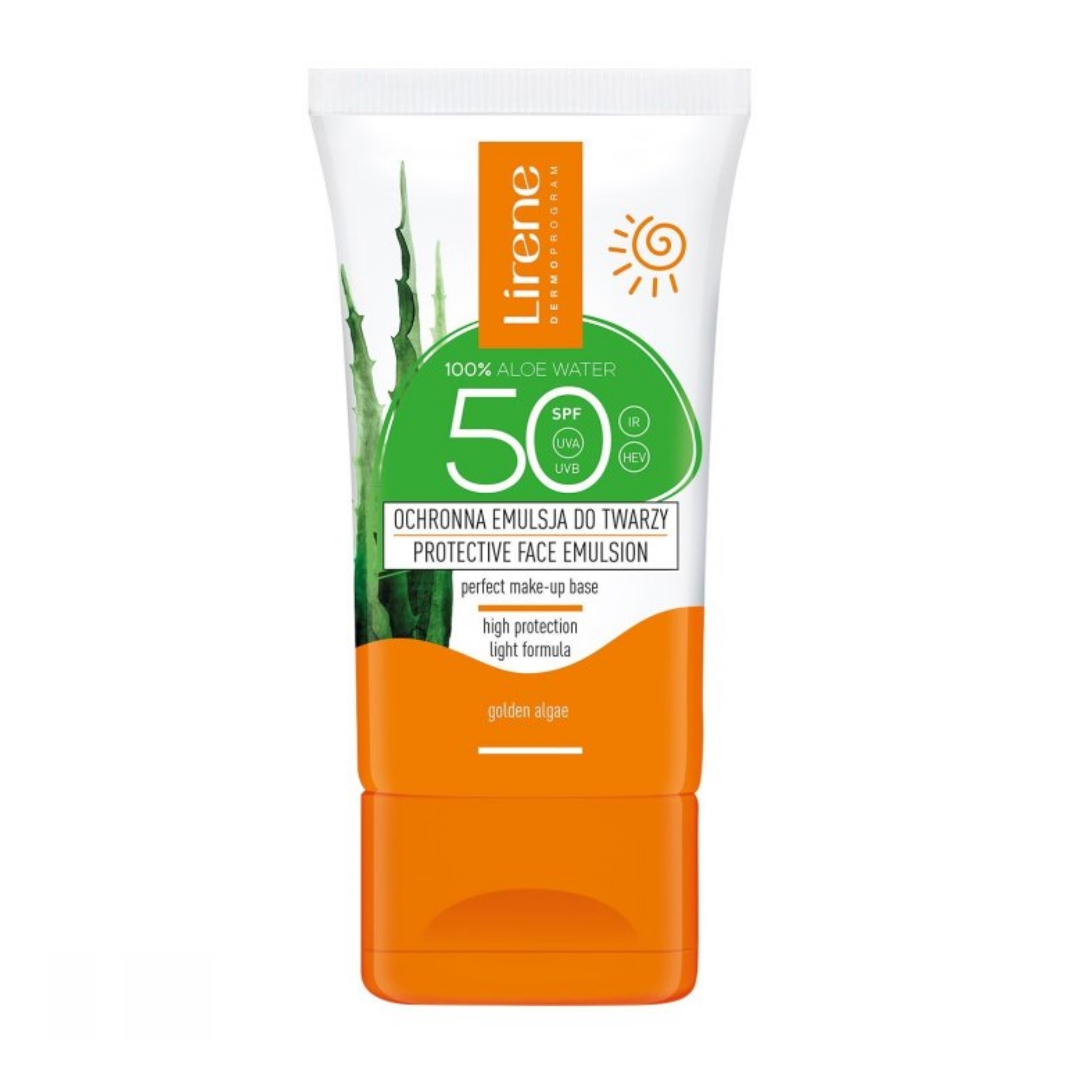 امولسیون محافظ و آبرسان صورت لیرن با آب آلوئهورا و SPF ۵۰ – حجم ۵۰ میلیلیتر